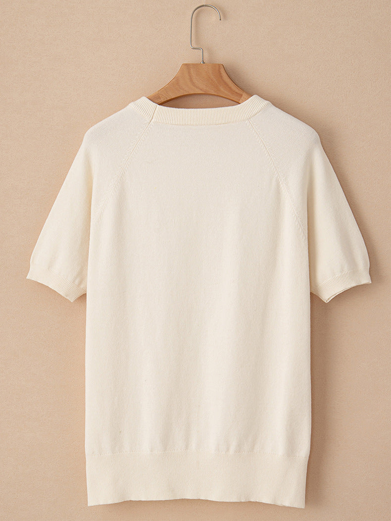 Round Neck Sweater With Short Sleeves Women