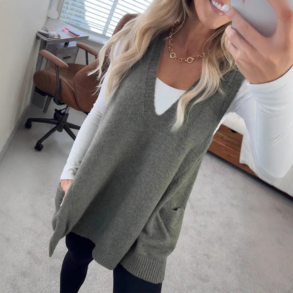 Casual Loose Knitted Sweater Vest For Women