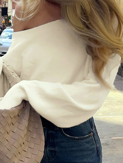 2026 New Style European And American Fashion High End Design Asymmetric Off Shoulder Casual Women S Sweater