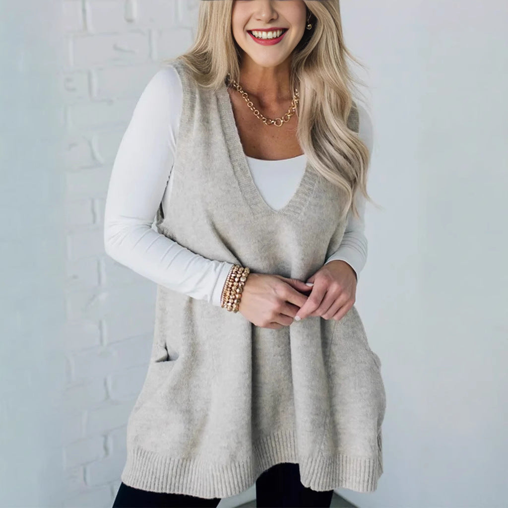 Casual Loose Knitted Sweater Vest For Women