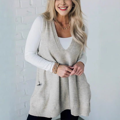 Casual Loose Knitted Sweater Vest For Women