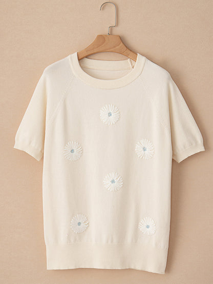 Round Neck Sweater With Short Sleeves Women