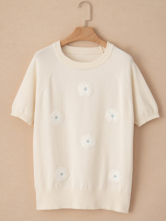 Round Neck Sweater With Short Sleeves Women
