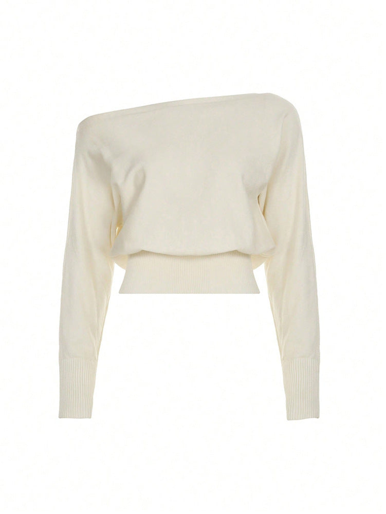 2026 New Style European And American Fashion High End Design Asymmetric Off Shoulder Casual Women S Sweater