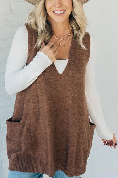 Casual Loose Knitted Sweater Vest For Women