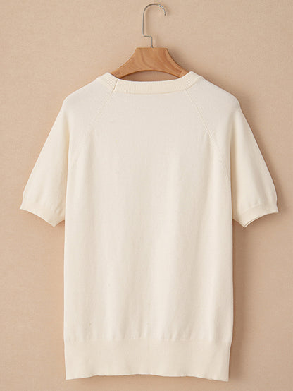 Round Neck Sweater With Short Sleeves Women