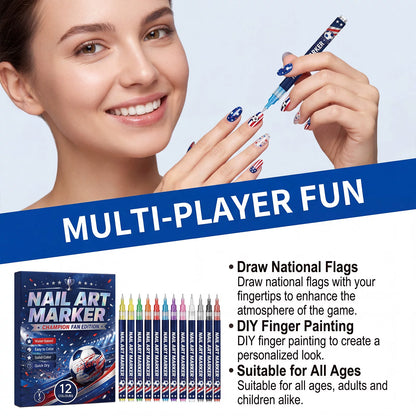 12 Colors Sports Fan Thematic Nail Art Pens🔥