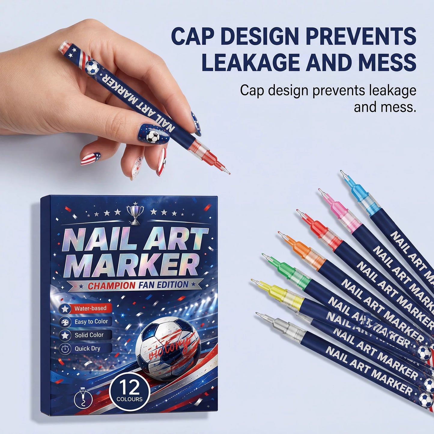 12 Colors Sports Fan Thematic Nail Art Pens🔥