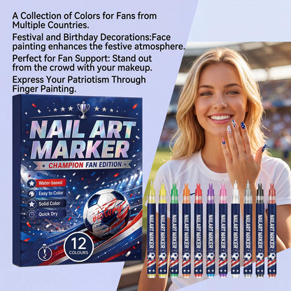 12 Colors Sports Fan Thematic Nail Art Pens🔥